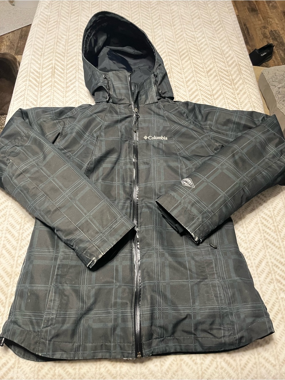 Columbia Omni Shield Women's Black Plaid Hooded Winter Jacket Small